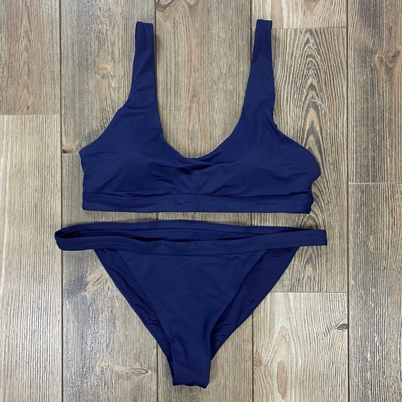 Andie Swim 2 Piece Bikini Swimsuit The Ventura Rib Top & Banded Cheeky Bottom - Picture 3 of 10